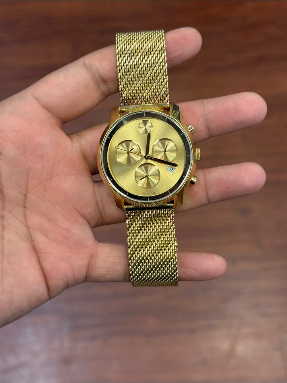 Movado Bold Men's mesh Gold Chronograph Quartz Watch